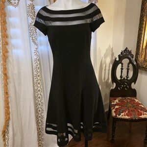White House Black Market Black Dress with Sheer Stripes